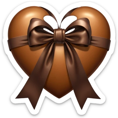 Brown heart with dark brown bow ribbon sticker