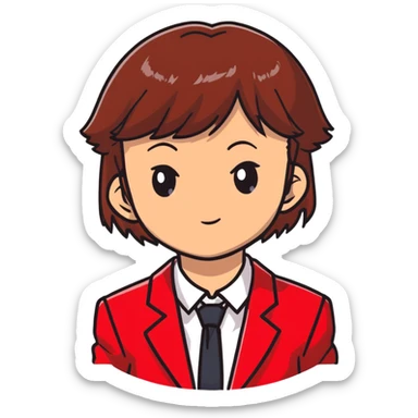 Kiyotaka Ayanokoji from Classroom of the Elite, calm and emotionless expression, brown hair with bangs, sharp eyes, wearing red school blazer with white shirt sticker