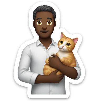 Men holding Cat in his arm sticker