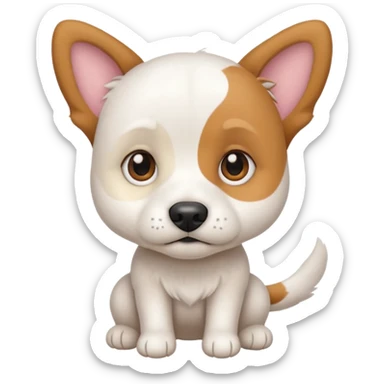 a white beagle x maltese x chi dog the size of a kelpie with light brown ears and a light brown patch on one eye sticker