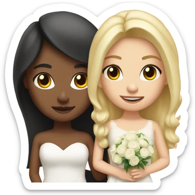 brunette girl marrying blonde girl sticker