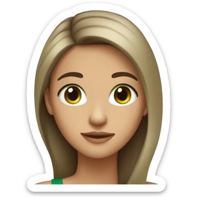 young woman beige skin green eyes with long voluminous brown hair sticker