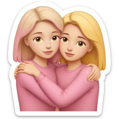 soft pastel pinterest illustration, two women hugging, warm beige pink yellow tones, gentle grain texture, no background, emotional and supportive mood, minimal composition sticker