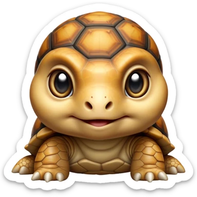 cinematic-baby tortoise-realistic--emoji,,-cute-wise-face-peering-ahead-with-calm-determination,-cute large-eyes-reflecting-centuries of wisdom, sticker