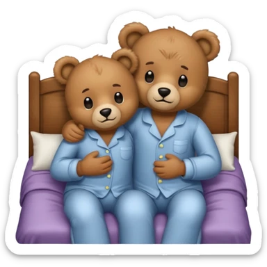 Teddy bear couple in the bed hug  sticker