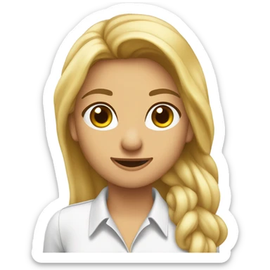 donna bionda coda di cavallo gonna al ginocchio camicia bianca e tacchi a spillo sticker