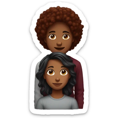 brownskin girl with burgundy hair next to brownskin boy with black hair with a heart in the middle of them  sticker