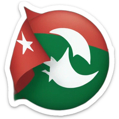 PTI party flag half red and half green with crescent and a star like Pakistan flag sticker