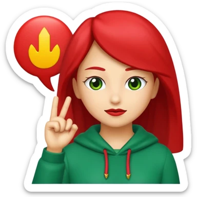 Tag vermelha com uma flecha pra cima verde do lado sticker