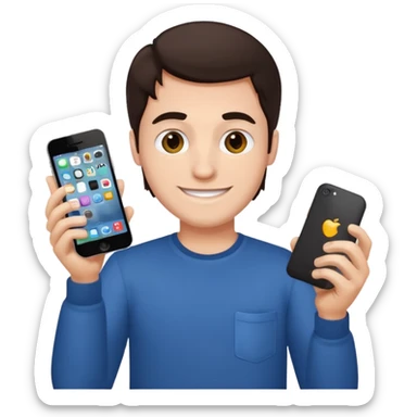 make a white guy with dark brown hair repairing an iphone happy sticker