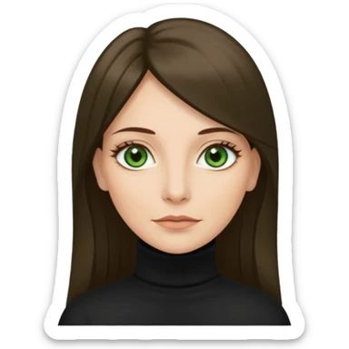 middle age woman with moss green eyes and long straight Ash-brown hair sticker
