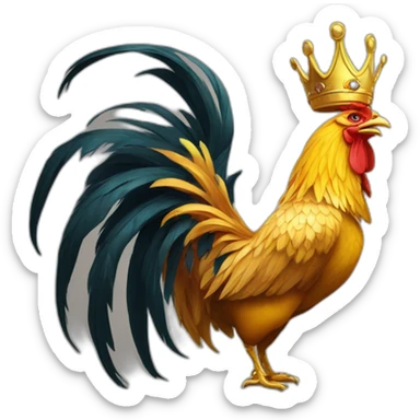 proud and howling golden phoenix rooster with a crown on its head sticker