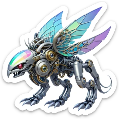 Mechanical cybernetic complex iridescent aesthetic-scenery-Fakémon-creature sticker