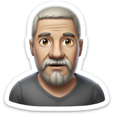 Photorealism A plump man of Slavic appearance with litle eyes with a goatee beard and mustache, with a short haircut, big detailed face, wrinkled face sticker