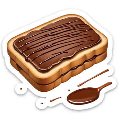 slice of bread with with a squeeze of nutella sauce on top sticker
