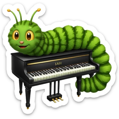 A caterpillar playing the piano  sticker