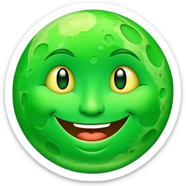 green smiling moon face sticker