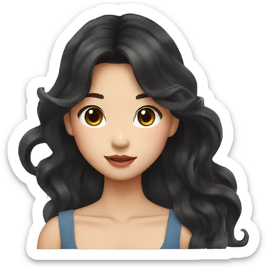 taiwanese girl with long black wavy hair in a crop top sticker