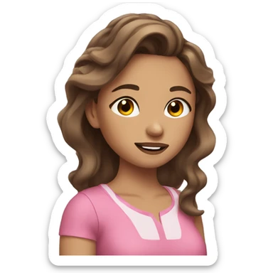 girl with brown hair doing her makeuo sticker