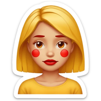 sunburned girl frowning emoji sticker