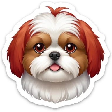 Shih tzu with red and white hair sticker