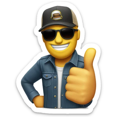 thumbs up with  sunglasses and trucker hat sticker