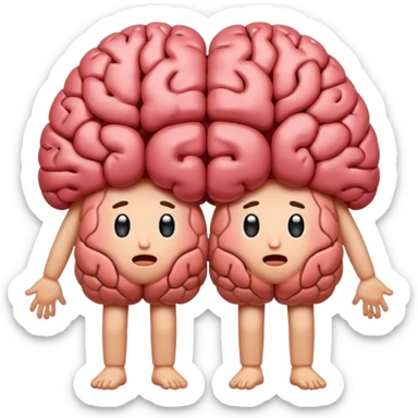 Two Brains holding hands and sweating sticker