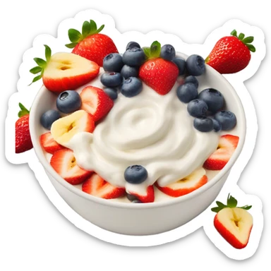 Yogurt bowl with strawberries bananas blueberries and honey drizzled on top sticker