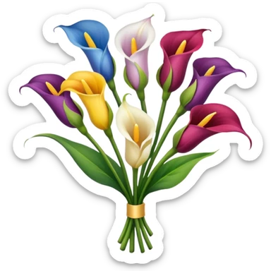 calla lily flower multicolor bouquet sticker