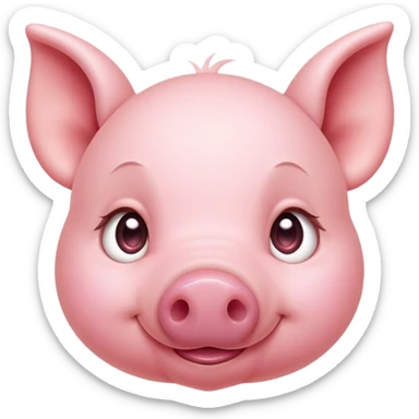 Cinematic Cute Piglet Portrait Emoji, Head tilted playfully and inquisitively, featuring a delicate rosy-pink hide with an adorably tiny snout and subtle sheen, round, sparkling beady eyes filled with boundless curiosity, Simplified yet irresistibly adorable features, highly detailed, glowing with a warm, friendly glow, high shine, affectionate and spirited, stylized with a touch of whimsical charm, bright and endearing, soft glowing outline, capturing the essence of a mischievous yet loving piglet, so playful it feels like it could nibble out of the screen and into your arms! sticker