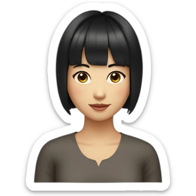 A Chinese girl with short black hair with bangs on her shoulders sticker