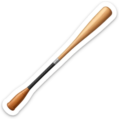 A piece of wood with a baseball bat sticker