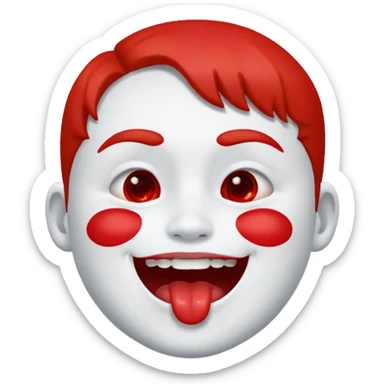 A face showing physical delight and a red face with white paint around its mouth With lots of drool sticker