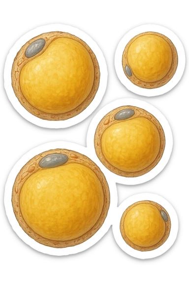 adipociti (cellule gialle) anatomiche realistiche fluttuano in aria sticker