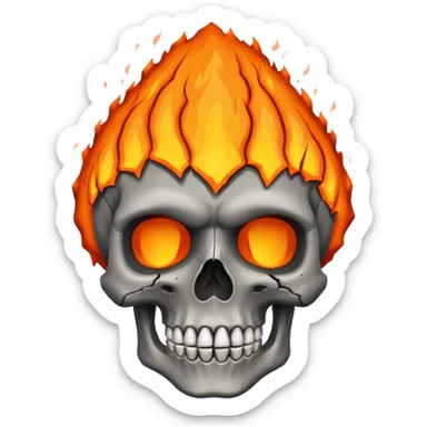 Skull who's upper side is exploded with an volcano eruption  sticker