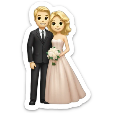 married couple, american couple, suit and dress, hugging, white boy, blone girl sticker
