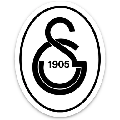 Galatasaray football club logo as a modern, clean icon, simple lines, bold shapes, minimal color, suitable for app or website use sticker