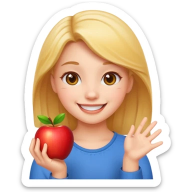 cheerful pose cute girl apple emoji style sticker