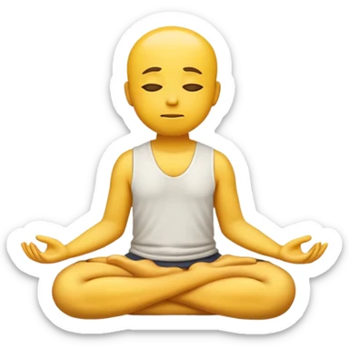 classic yellow emoji meditating, peaceful expression, sitting cross-legged sticker