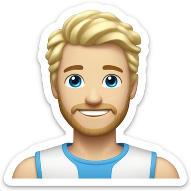 full body raised arms light curl blonde 30yo man blue eyed pale skin sticker