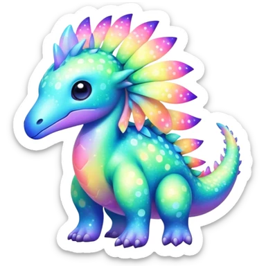 Shiny Exotic Cute Nebulae Sparkly Meganium-Aurorus-Amaura-Hybrid-Creature with pattern-markings sticker