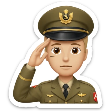 Soldat in uniform der salotiert und den Buchstaben S.A.S auf der Mütze und Uniform sticker