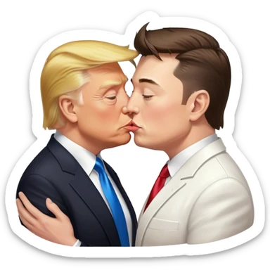 Donald Trump kissing Elon Musk sticker
