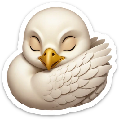 Meme-Worthy Cute Sleeping Falcon Portrait Emoji, Head resting peacefully with a contented smile, showcasing a streamlined, powerful form with eyes gently closed in serene slumber and a subtly curved beak, Simplified yet adorably endearing features, highly detailed, glowing with a soft, drowsy light, high shine, relaxed and utterly lovable, stylized with an air of playful laziness, soft glowing outline, capturing the essence of a sleeping falcon that feels destined to become the next viral icon of adorable rest! sticker