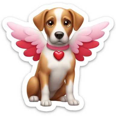 dog as valentine cupid, no bow sticker