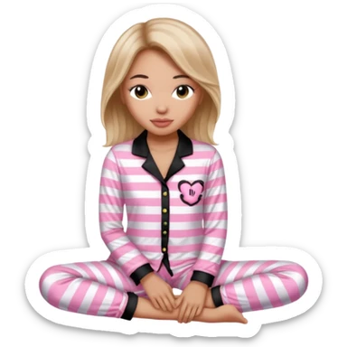 victoria secret pjs light pink and black stripes women sticker