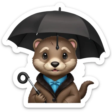 Loutre mignonne avec un parapluie sticker