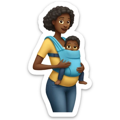 European Babywearing mom with baby ergo carrier on back sticker