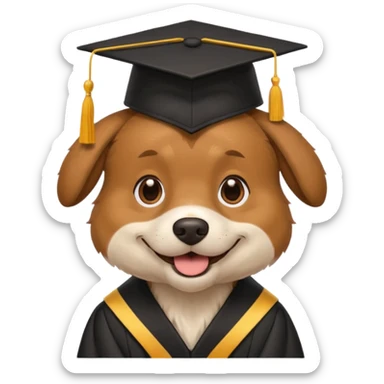 graduating cap dog sticker