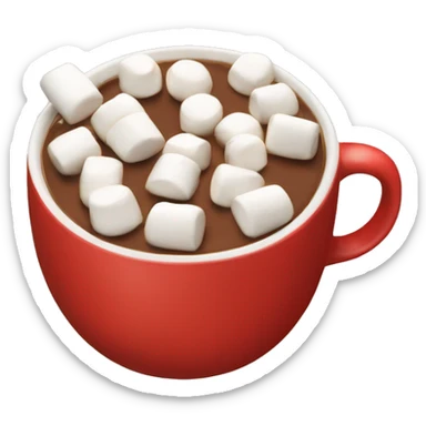 Red mug with hot chocolate and topped with lots of marshmallows sticker